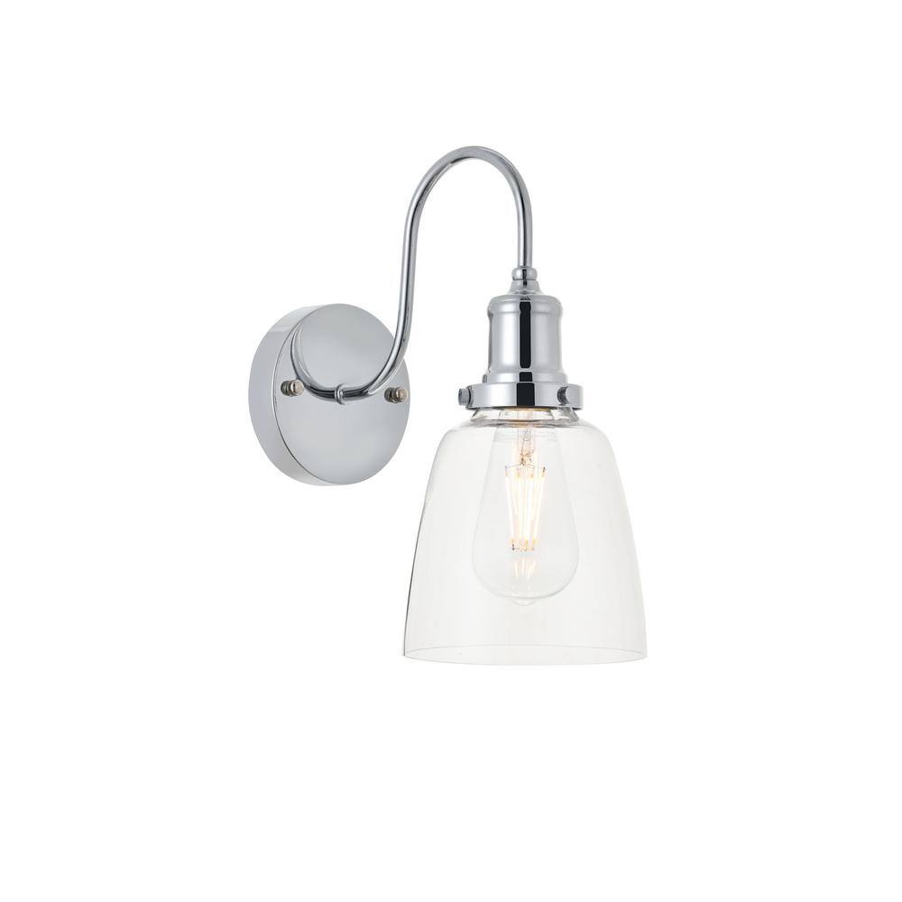 Timeless Home Fran 5.7 in. W x 12 in. H 1-Light Chrome and Clear Wall Sconc