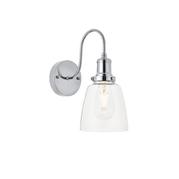 Unbranded Timeless Home Fran 5.7 in. W x 12 in. H 1-Light Chrome and Clear Wall Sconce