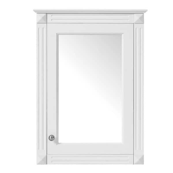 20 in. W x 28 in. H White Rectangular MDF Medicine Cabinet with Mirror
