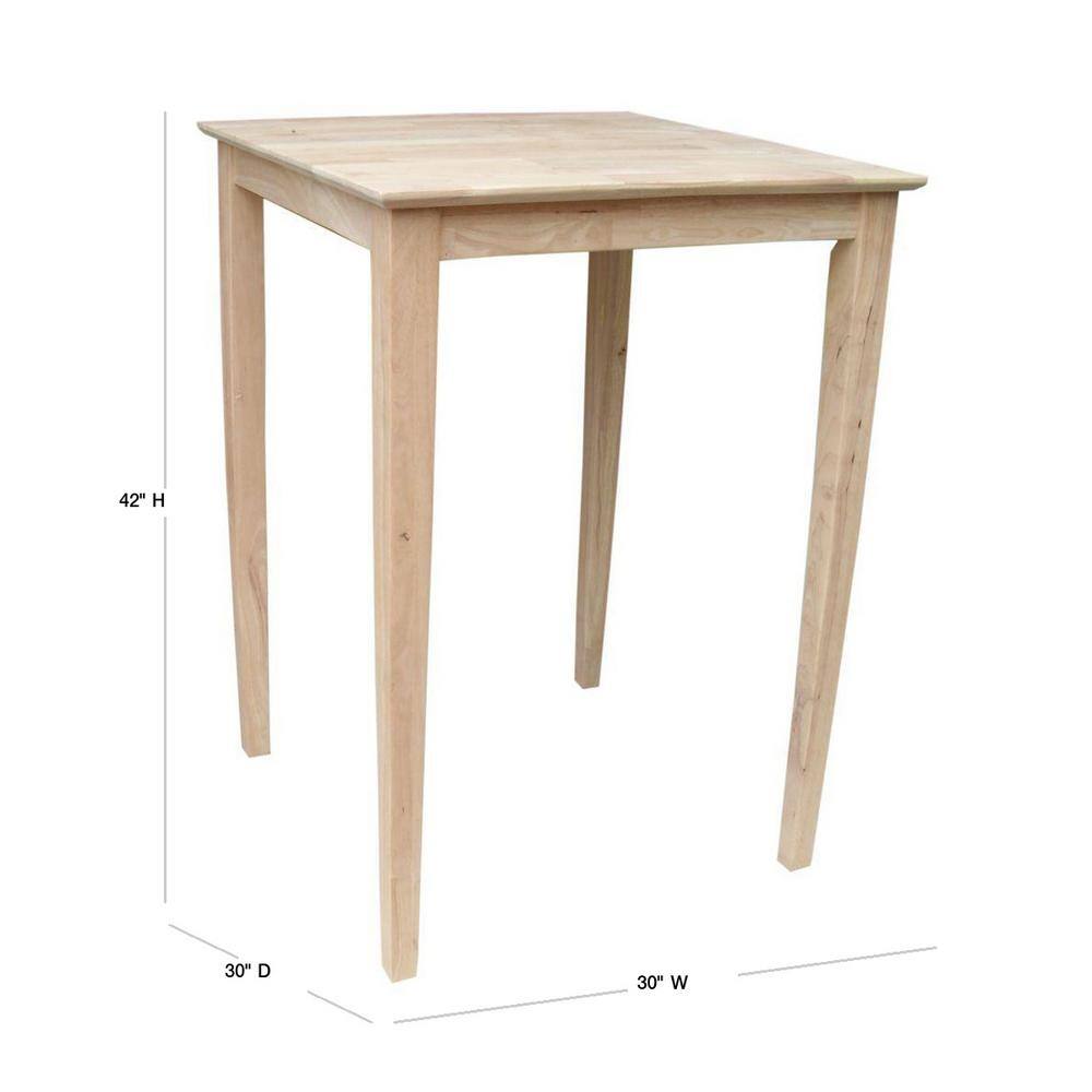 Elegant Shaker-Style 30" Square Solid Wood Bar Height Table
