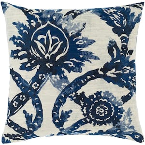 Noskova Navy Poly 18 in. x 18 in. Throw Pillow