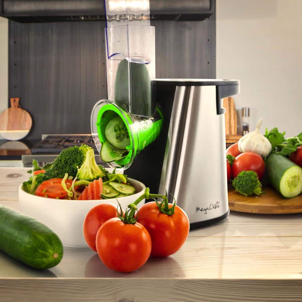 MegaChef 4-in-1 Stainless Steel Electric Salad Maker with Color Pods
