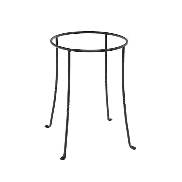 (18 in. H) Black Powder coated Finish Wrought Iron Indoor Outdoor Ring Plant Stand Patio Garden Accent