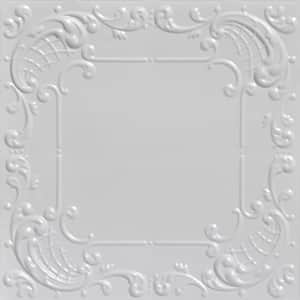 Baby's Breath White 2 ft. x 2 ft. Decorative Tin Style Lay-in Ceiling Tile (48 sq. ft./Case)