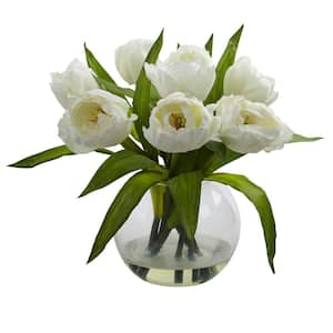 11 in. Artificial Tulips Arrangement with Vase