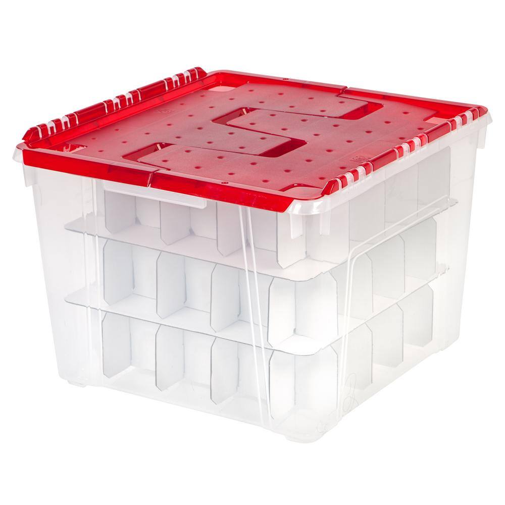 IRIS Ornament Storage Box in Red (2 per Pack) 585096 - The Home Depot