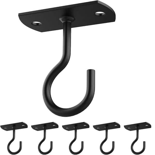 Ceiling Hooks for Hanging Plants 6 Pack, 2. 5 in. Black, Metal