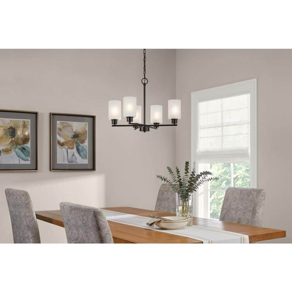 5-Light Black Chandelier Light Fixture with Frosted Glass Shades price history on PriceWatchPro