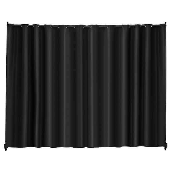 Freestanding Room Divider, Portable Panel Room with Wheels Curtain Stand for Office, Bedroom, Black Polywire Privacy