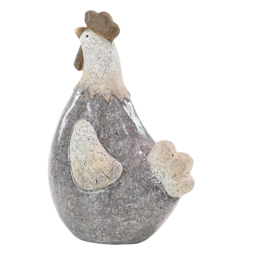 Gray Polystone 13" Indoor Outdoor Rooster Garden Sculpture