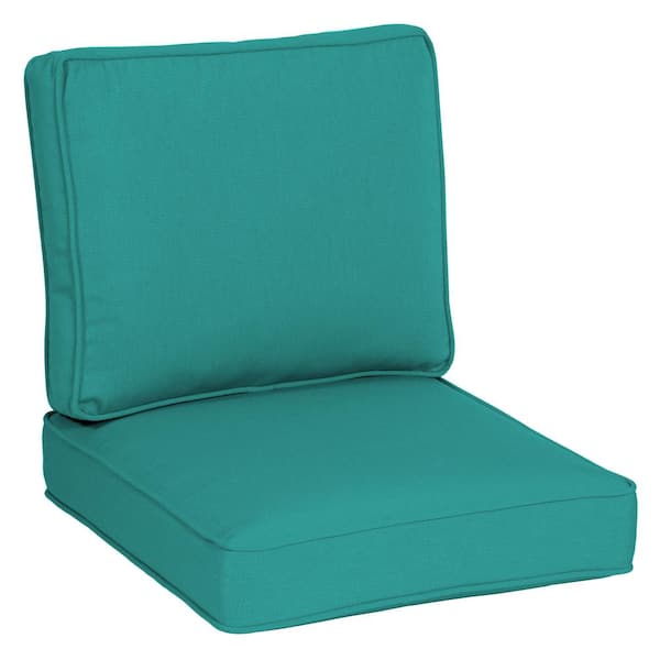 ARDEN SELECTIONS Oasis 24 in. x 26 in. Plush 2-Piece Deep Seating Outdoor Lounge Chair Cushion in Surf Teal