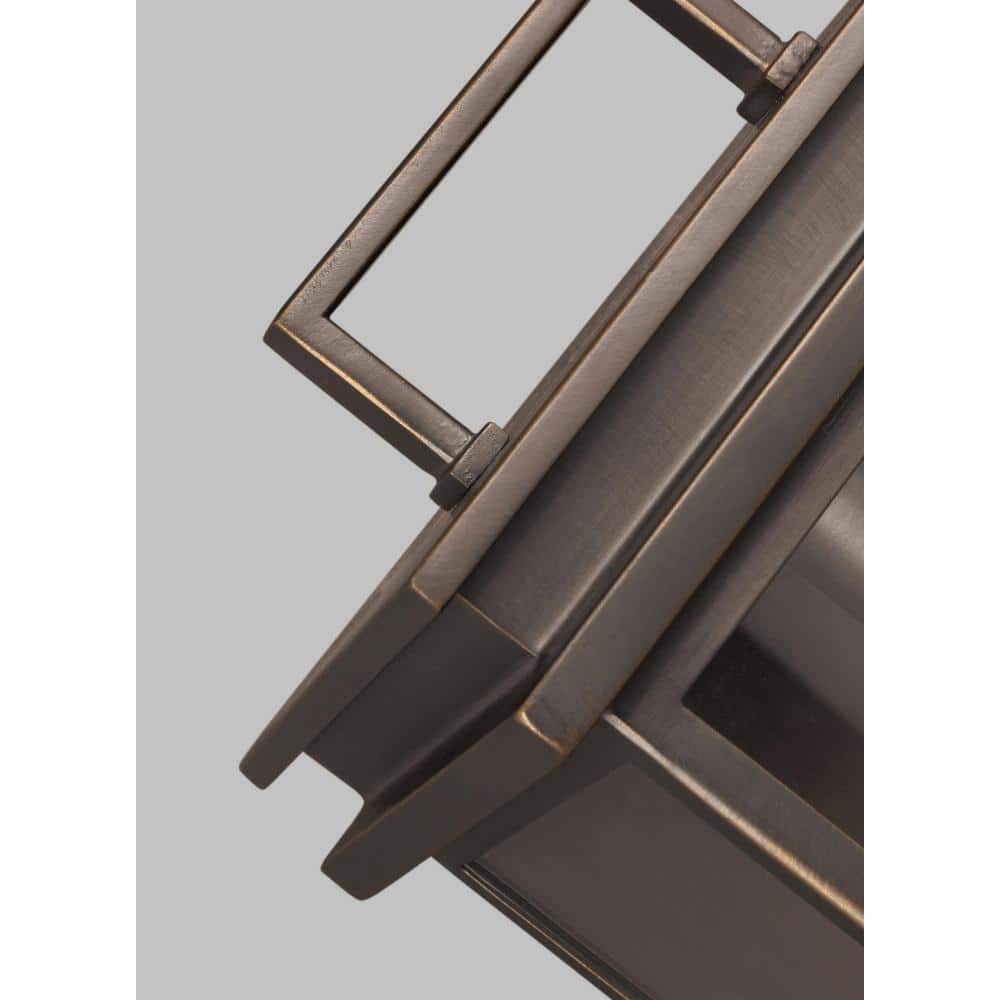 Antique Bronze Rectangular Lantern with Clear Glass Shade