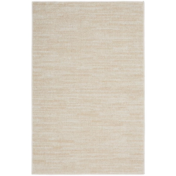 Essentials doormat 2 ft. x 4 ft. Ivory Beige Solid Indoor/Outdoor Area Rug