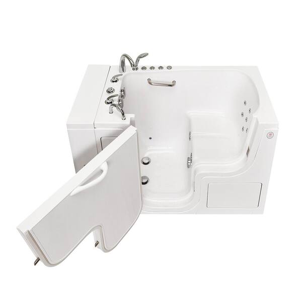 Ella Wheelchair Transfer32 52 in. Walk-In Whirlpool and MicroBubble Bathtub in White, Fast Fill Faucet,Heated Seat,Dual Drain