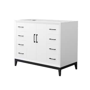 Amici 41.75 in. W x 21.75 in. D x 34.5 in. H Single Bath Vanity Cabinet without Top in White with Matte Black Trim
