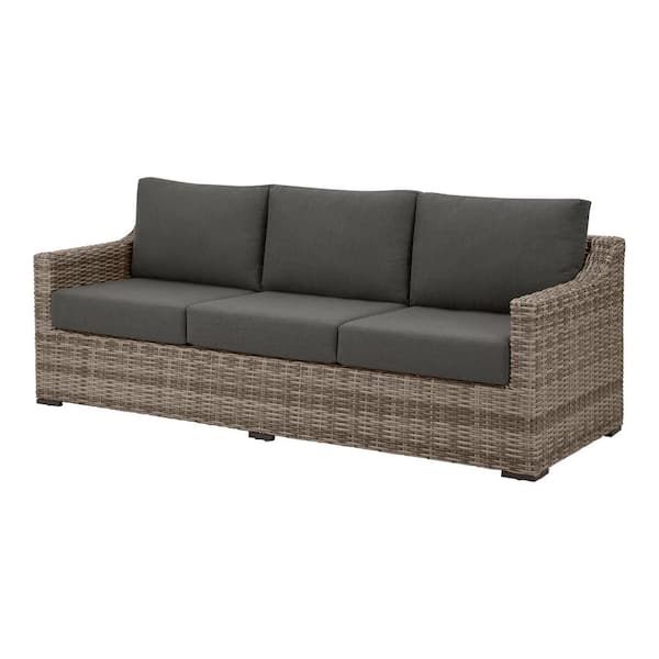 De lucht Gezamenlijk Massage Home Decorators Collection Kingsbrook Commercial Wicker Outdoor Couch with  Removable Gray Cushions GB-11357-ARP-C - The Home Depot