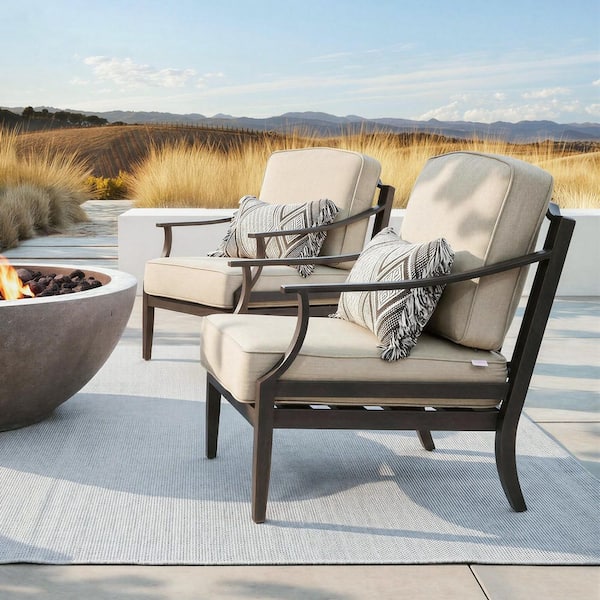 Tamarin Aluminum Outdoor Lounge Chair with Echo Dune Sunbrella Cushion (2-Pack)