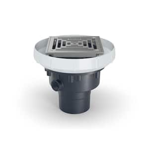 EZ PVC Slab on Grade Square Drain with 5 in. Stainless Steel Strainer and 2 in. x 3 in. Outlet