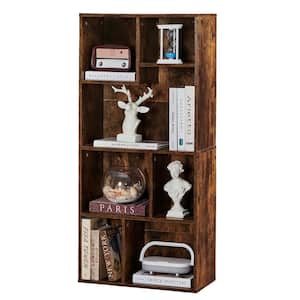 9.5 In.W Brown Bookshelf, Bookcase with 6-Open Adjustable Storage Cubes, Floor Standing Unit, Side Table Bookcase