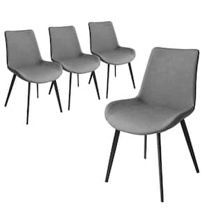 Gray Faux Leather Upholstered Modern Style Dining Chair with Carbon Steel Legs (Set of 4)