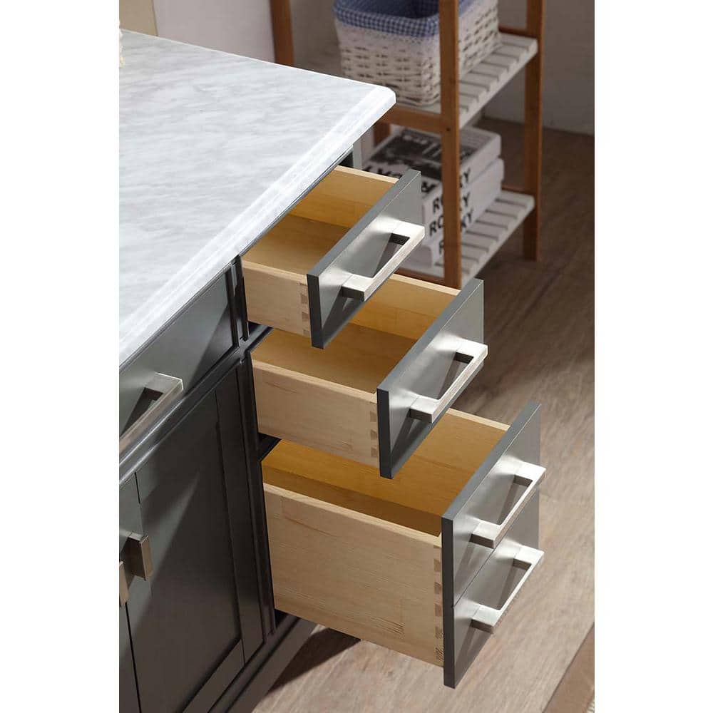 Danny 42" Maple Gray Solid Wood Bathroom Vanity with Carrara Marble Top