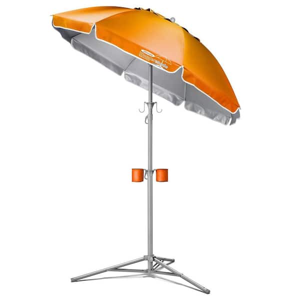 Unbranded 5 ft. Beach Umbrella Portable Sun Shade Umbrella for Instant Lightweight and Adjustable Sun Protection in Orange