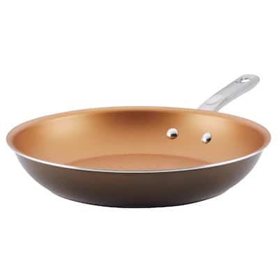 Home Collection 12.5 in. Aluminum Nonstick Skillet in Brown Sugar