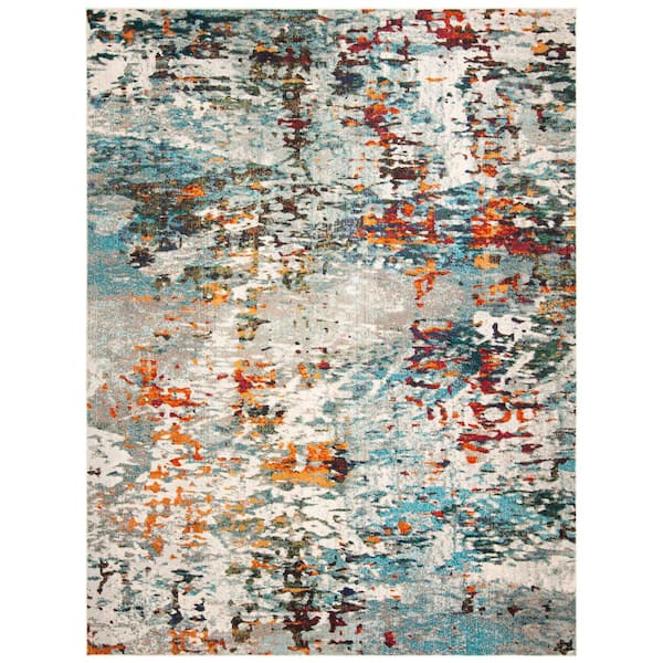 Madison Grey/Blue 12 ft. x 18 ft. Geometric Medallion Area Rug
