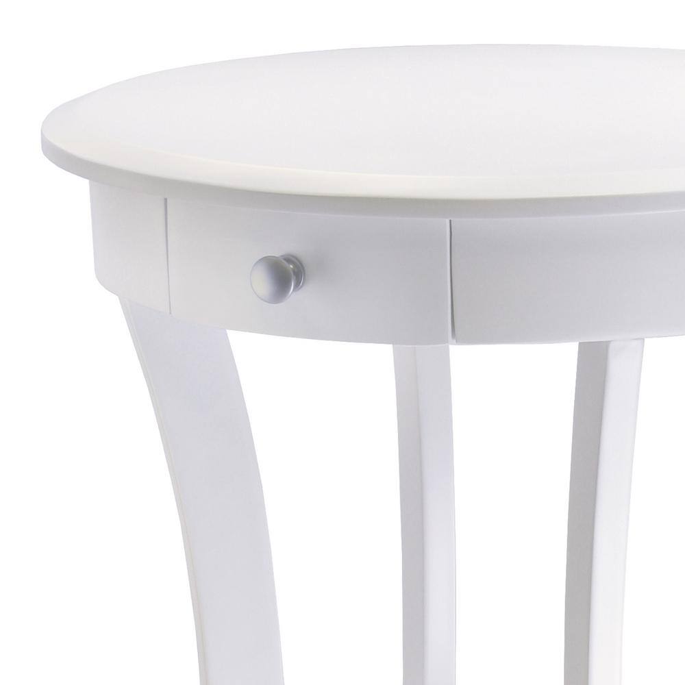 Elegant Sasha 20" White Wood Round Table with Storage