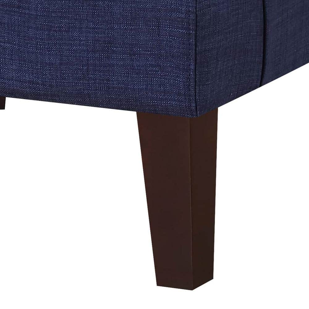 Transitional Flared Back Blue Wood Accent Chair