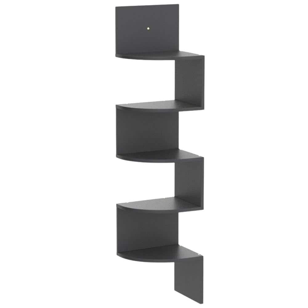 7.75 in. W x 7.75 in. D Espresso 5 Tier Shelves Decorative Wall Shelf for W