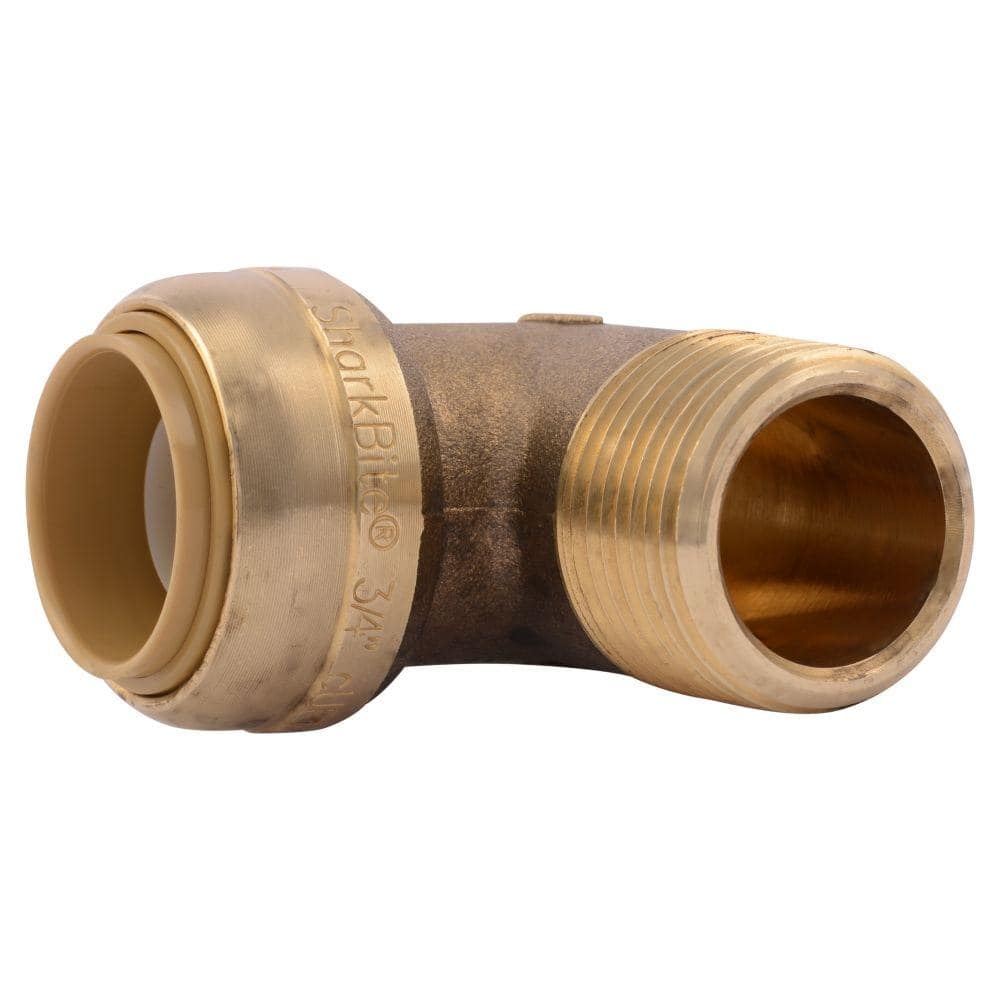 3/4 Inch Brass Push-to-Connect 90-Degree Elbow Fitting
