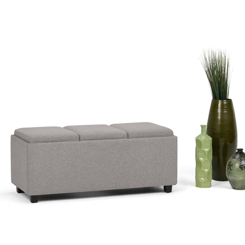 Avalon Cloud Grey Extra Large Storage Ottoman with Serving Trays