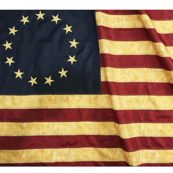ANLEY Vintage Style Tea Stained 3 ft. x 5 ft. Nylon Betsy Ross Flag Embroidered Stars Sewn Stripes Antiqued Early USA Flag