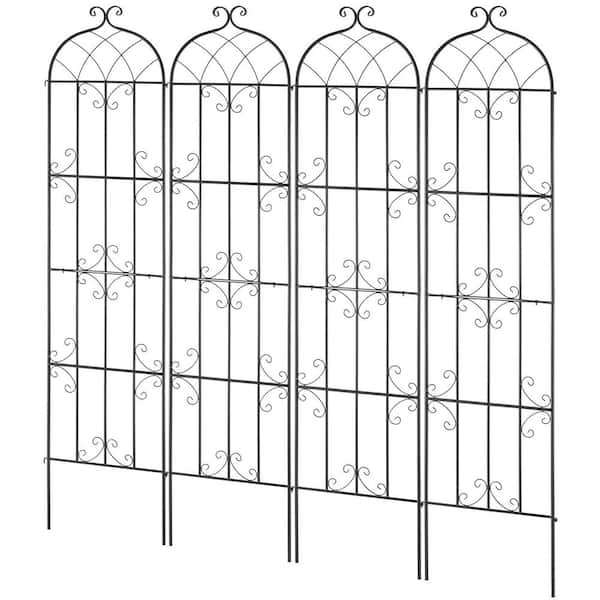 87 in. Black Powder-Coated Metal Garden Trellis for Climbing Plants, Rustproof Outdoor Support for Ivy and Roses