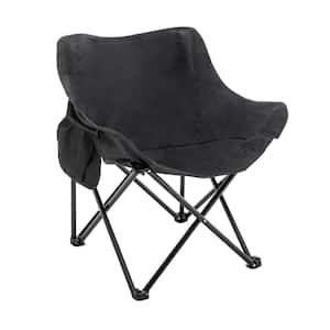 Folding Moon Camping Chair Heavy-Duty Saucer Chair With Carrying Bag Black Pedded Chair
