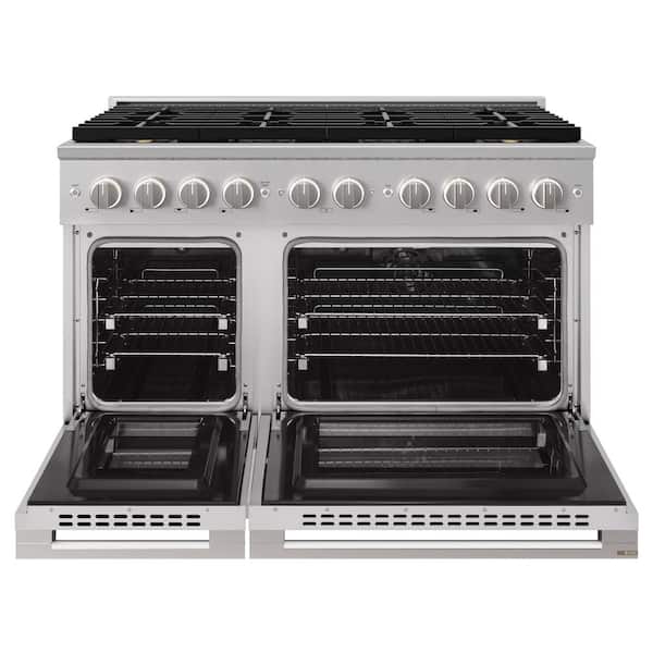 ZLINE 48 in. 6.7 cu. ft. Marino Dual Fuel Range with 8 Burner DuoPro Cooktop and Dual Ovens in Stainless Steel (PMDR48)