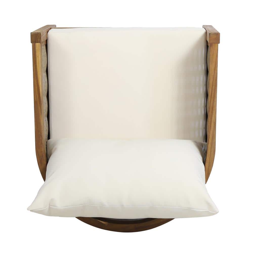 Acacia Wood Outdoor Club Chairs with Cushions, Set of 2
