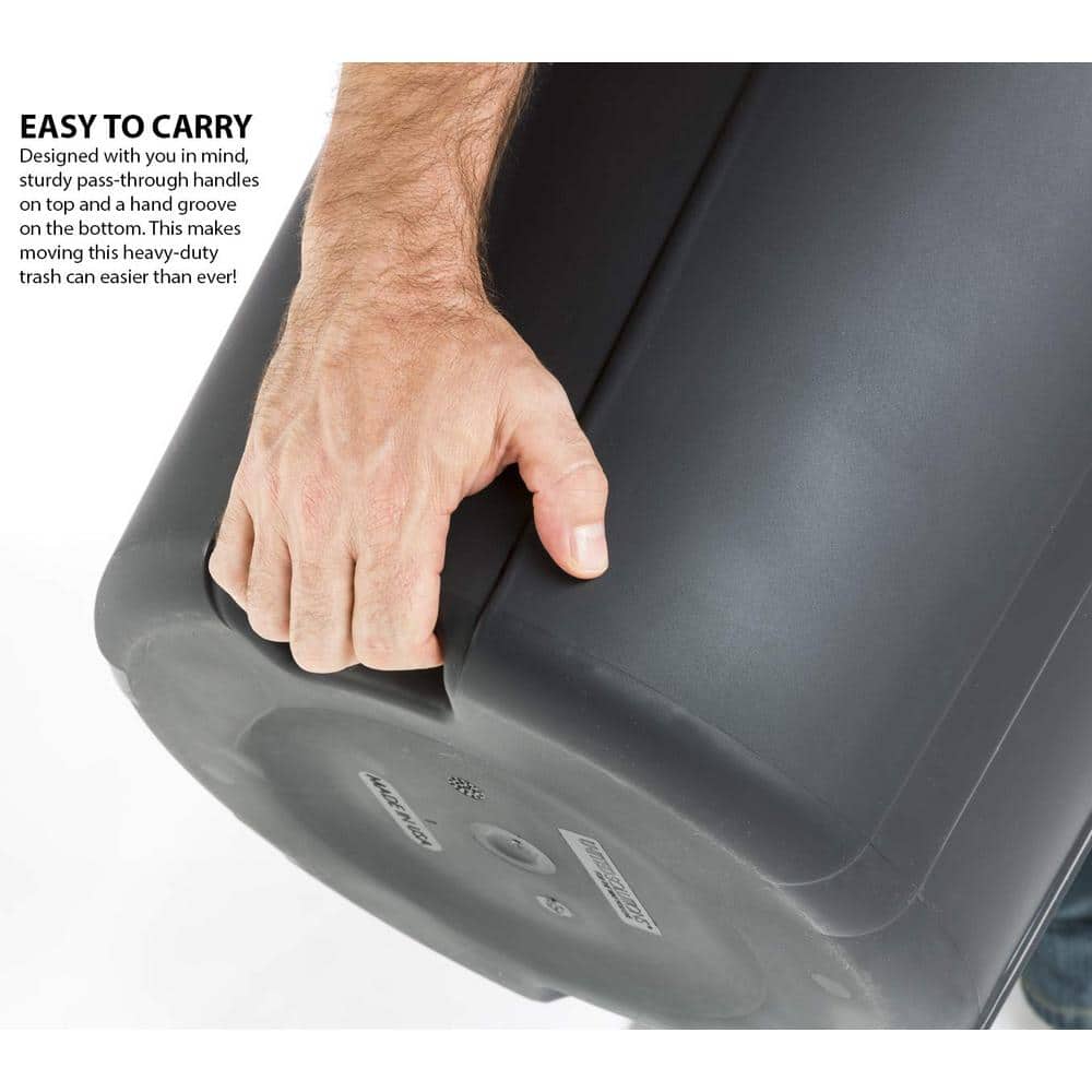 Black 32 Gallon Lockable Plastic Outdoor Trash Cans, Set of 2