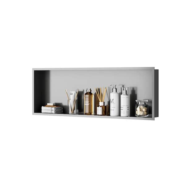 Simple Project 36 in. W x 12 in. H x 4 in. D Recessed Single Tier Shower Niche, Stainless Steel Wall Niche in Gunmetal Gray