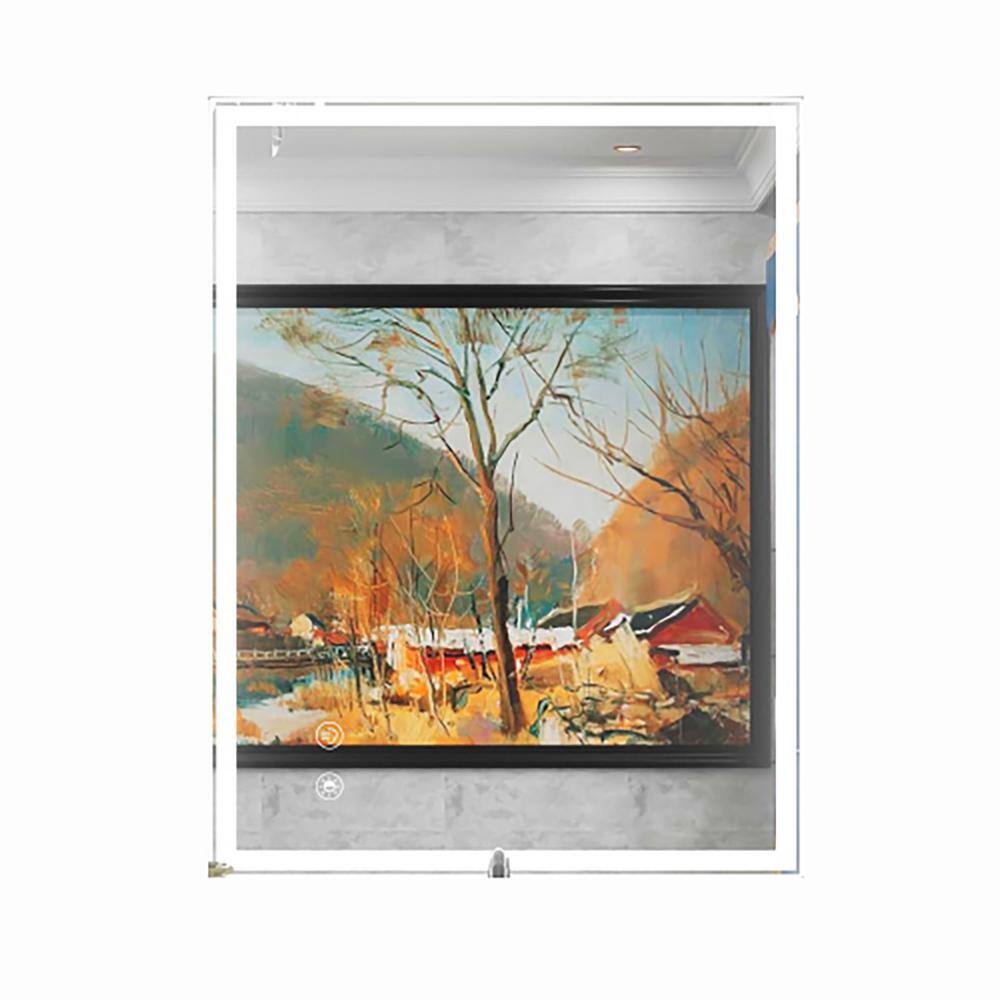 White 28 in. W x 36 in. Rectangular LED Bathroom Mirror, Wall Mirror ...