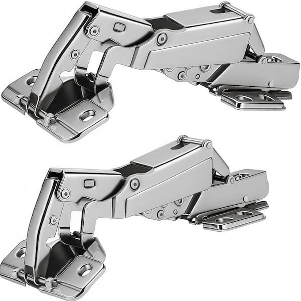 2-Pack Nickel Full Overlay Cabinet Hinge, Soft Close Alloy Steel Hinge for Frameless Cabinets with Easy Installation