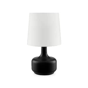 Cheru 17.25 in. Powder Black Mid-Century Modern Touch On Metal Table Lamp
