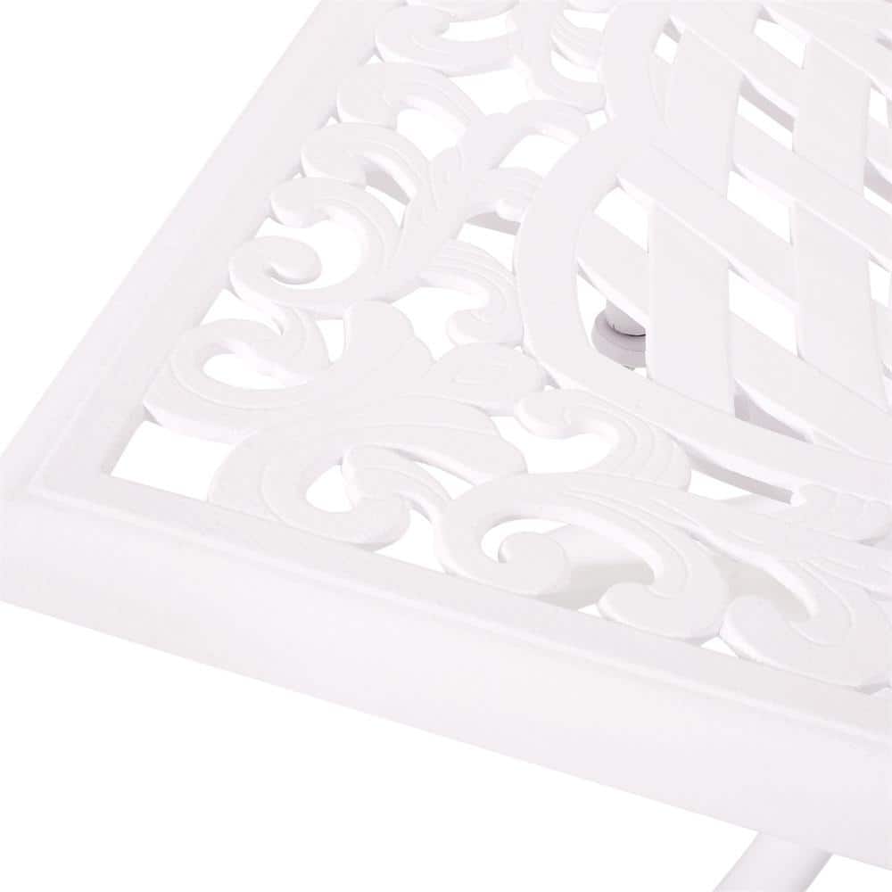 White Rectangular Cast Aluminum Outdoor Dining Table