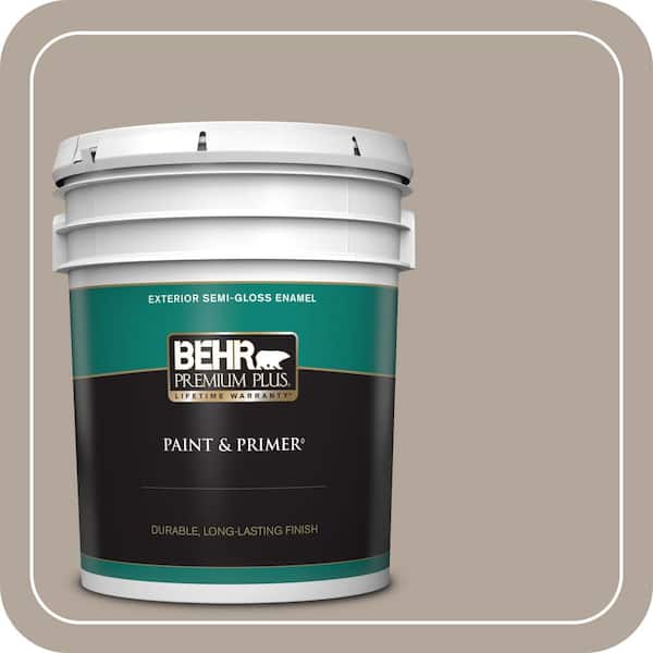 BEHR PREMIUM PLUS 5 gal. #ECC-45-1 Deer Run Semi-Gloss Enamel Exterior Paint & Primer