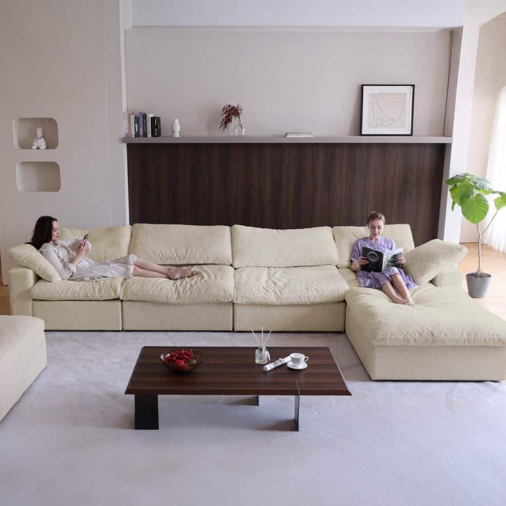 160.6 in. Square 5-piece Linen L-Shaped Free Combination Sectional Sofa with Storage, Removable Cover in. Brown 5-Seater
