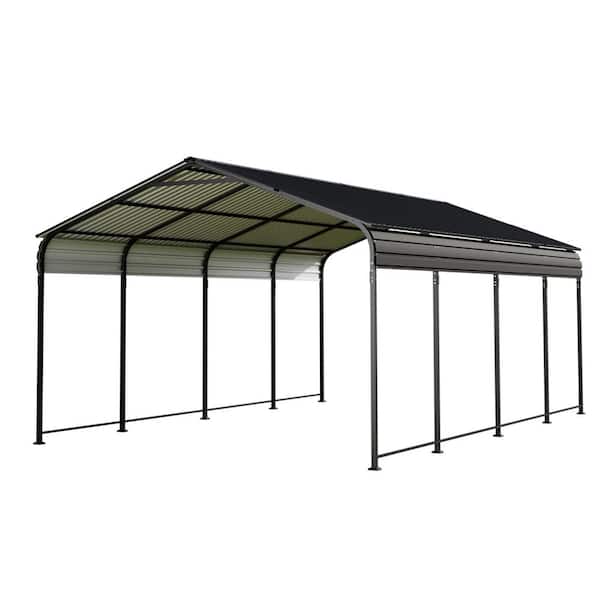 FIROMO 12 x 20 ft. Heavy Duty Carport Roof Updated Frame Construction Galvanized Steel Roof and Enhanced Base