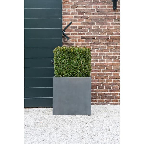 Block Extra Large 24 in. Tall Glossy White Fiberstone Indoor Outdoor Modern  Square Planter