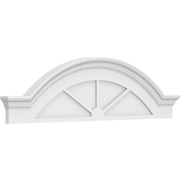 Ekena Millwork 2-1/2 in. x 54 in. x 14-1/2 in. Segment Arch with Flankers 3-Spoke Architectural Grade PVC Pediment Moulding