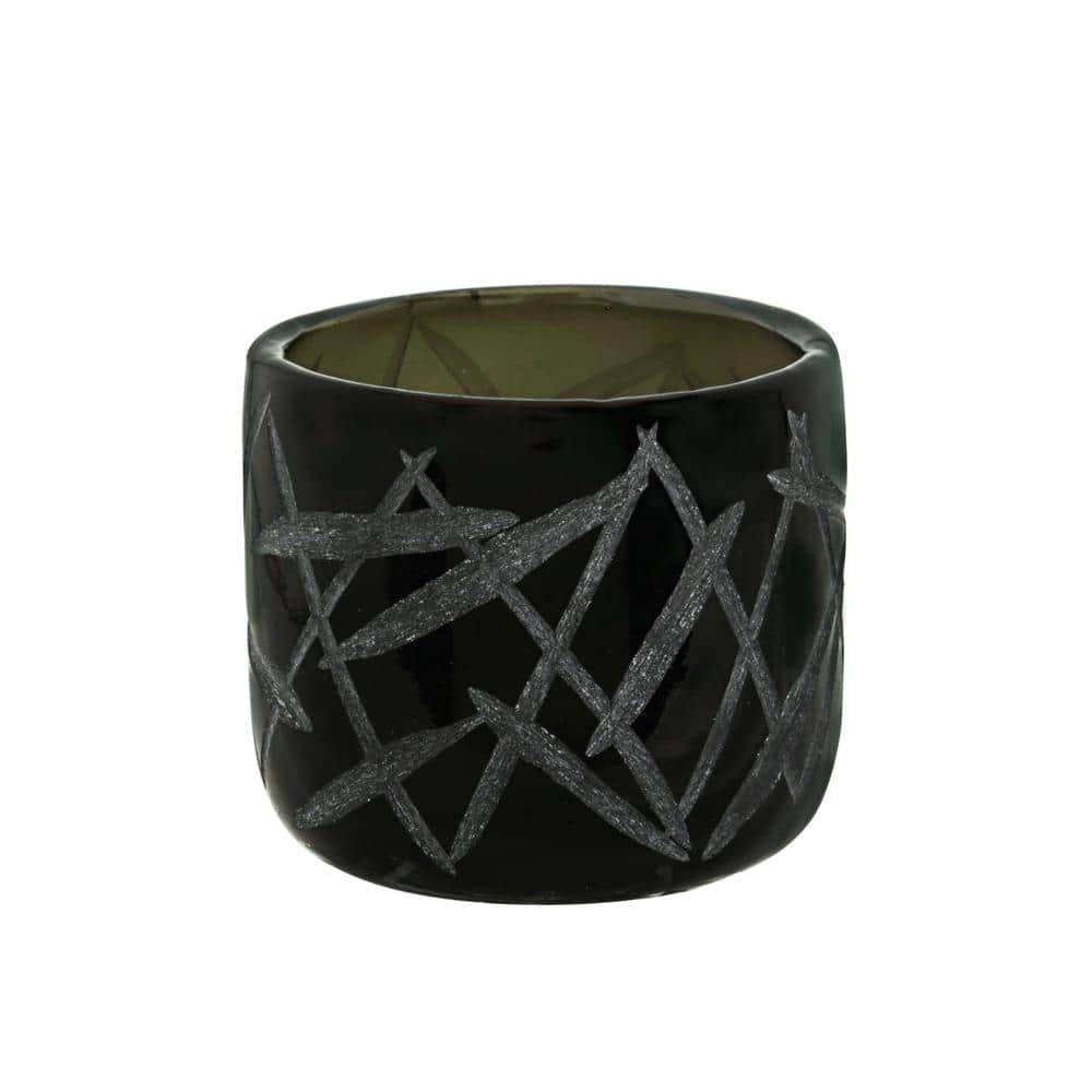 Black and Green Glass Tabletop Votive Candle Holder